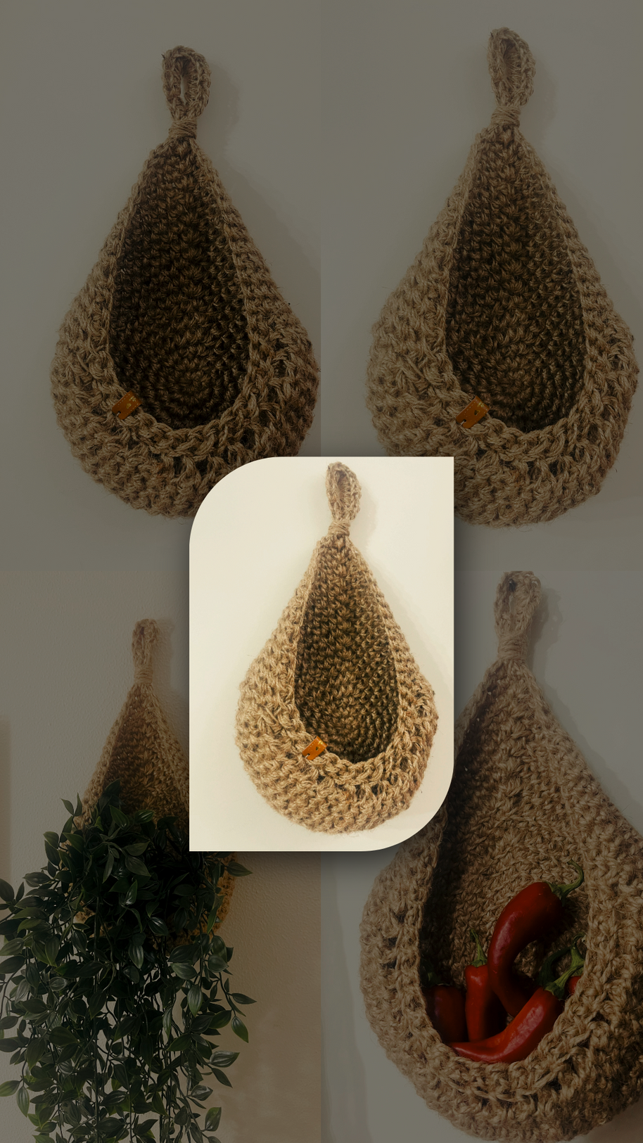 Large Teardrop hanging basket in Juta- Handmade & Eco- friendly