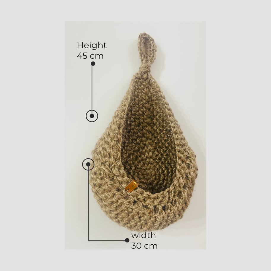 Large Teardrop hanging basket in Juta- Handmade & Eco- friendly
