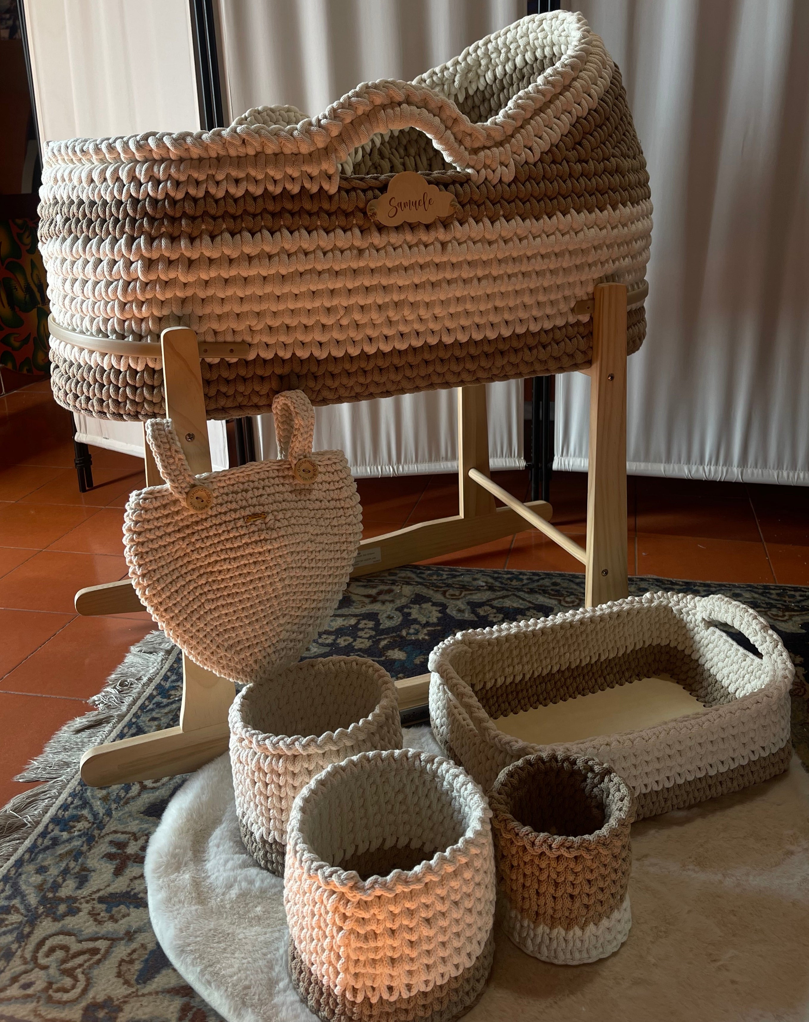 Baby Mosè Basket - Handmade Crochet Cradles