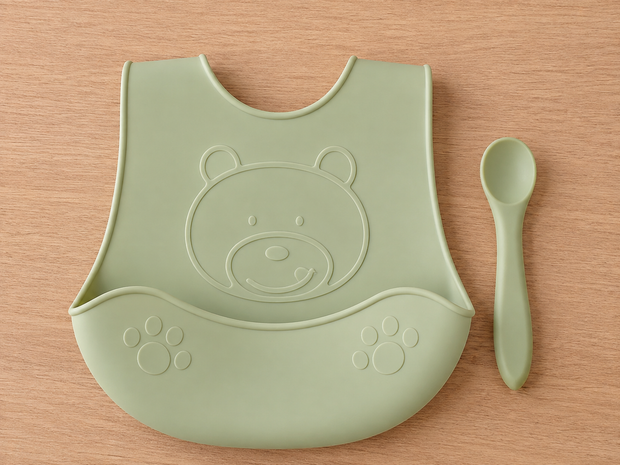 Set bavetta e cucchiaino in silicone