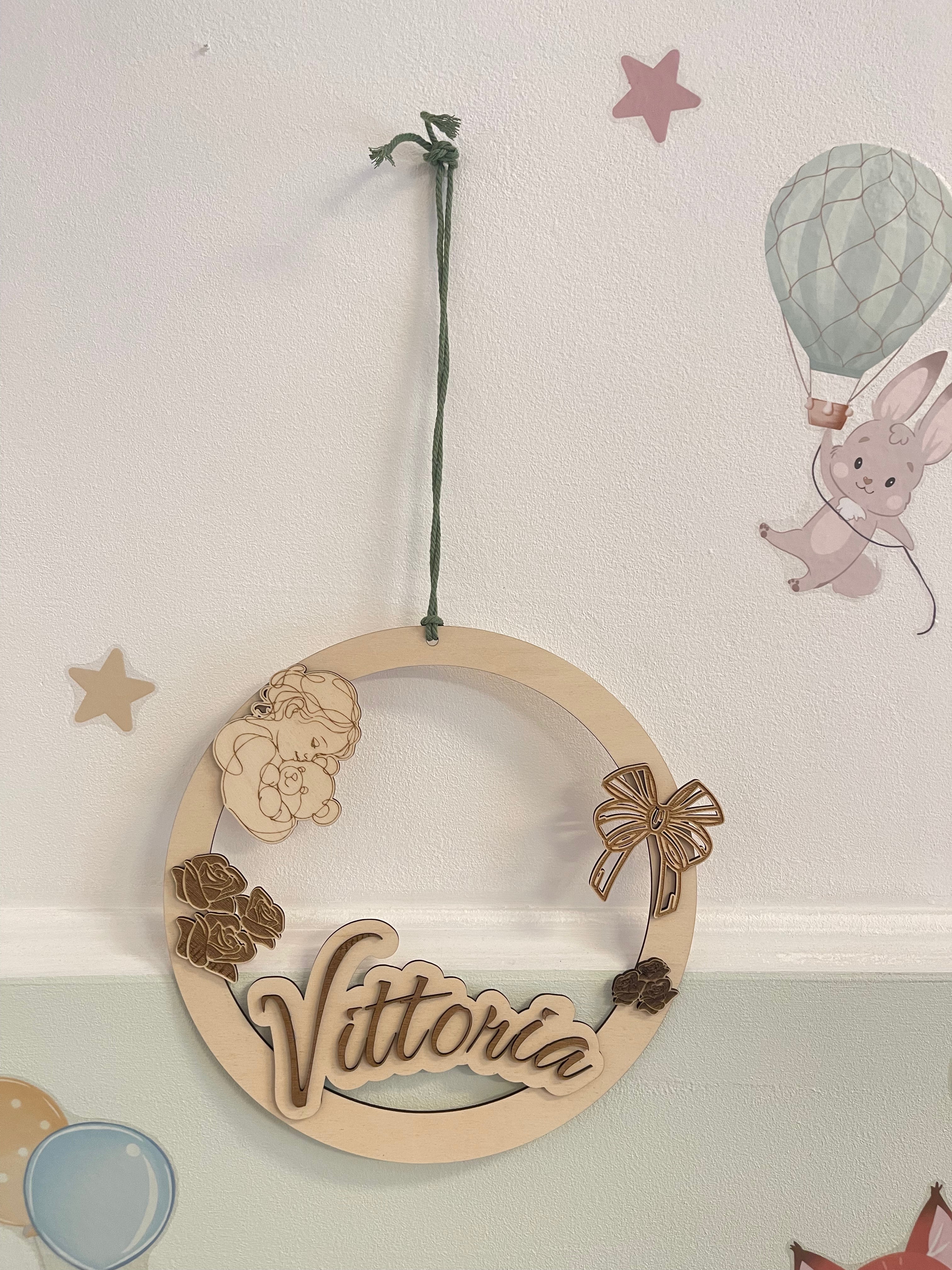 Cerchi decorativi in legno personalizzati con nome