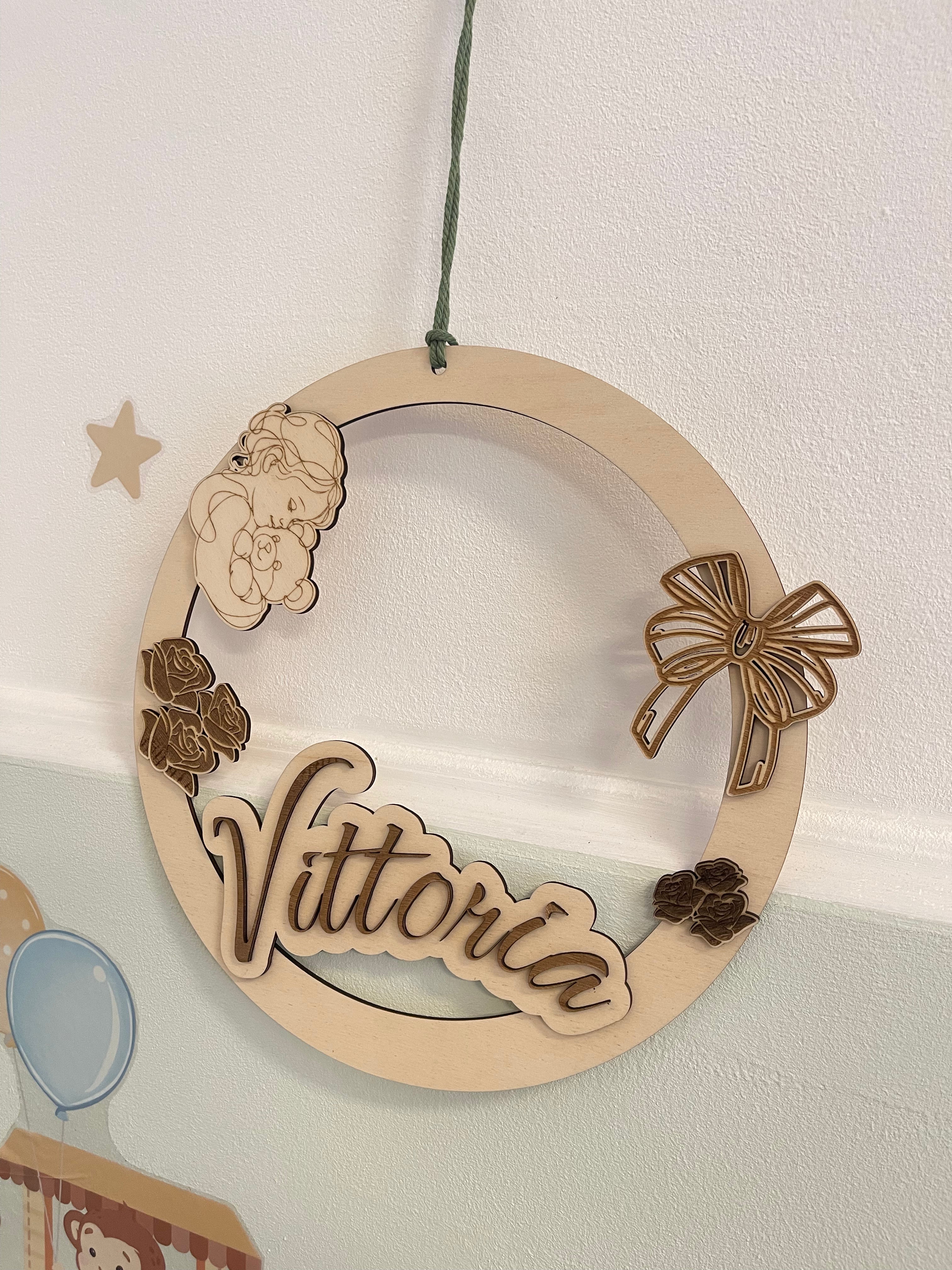 Cerchi decorativi in legno personalizzati con nome