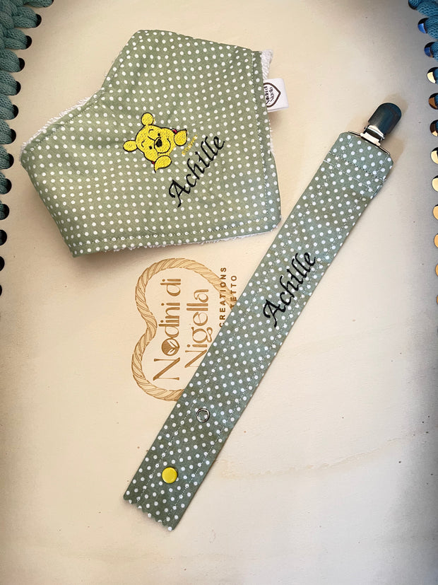 Catenella ciuccio in cotone personalizzata