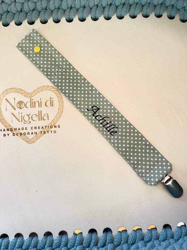 Catenella ciuccio in cotone personalizzata