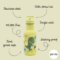 Borraccia in acciaio inox da 500ml - Cracky il dinosauro